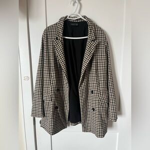 Rachel Zoe Checker Plaid Blazer Jacket womens XL preppy business casual